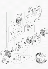 1 ПОРШНЕВАЯ, МАГНЕТО AL-KO мотокоса 111 B EASY SOLO - 33CCM Артикул: 126590 с 07/2009 до 05/2011