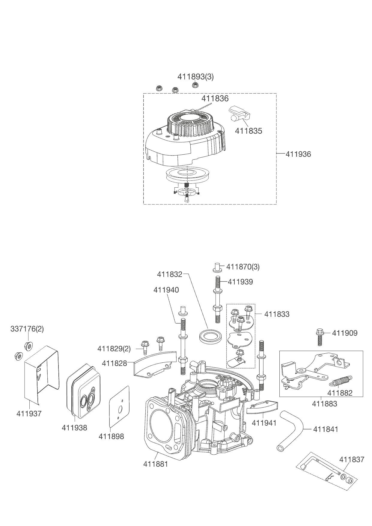 1 |  Art. Nr.: 412025 AL-KO MOTOR OHV 140 (MH)  | СТАРТЕР - ЦИЛИНДР