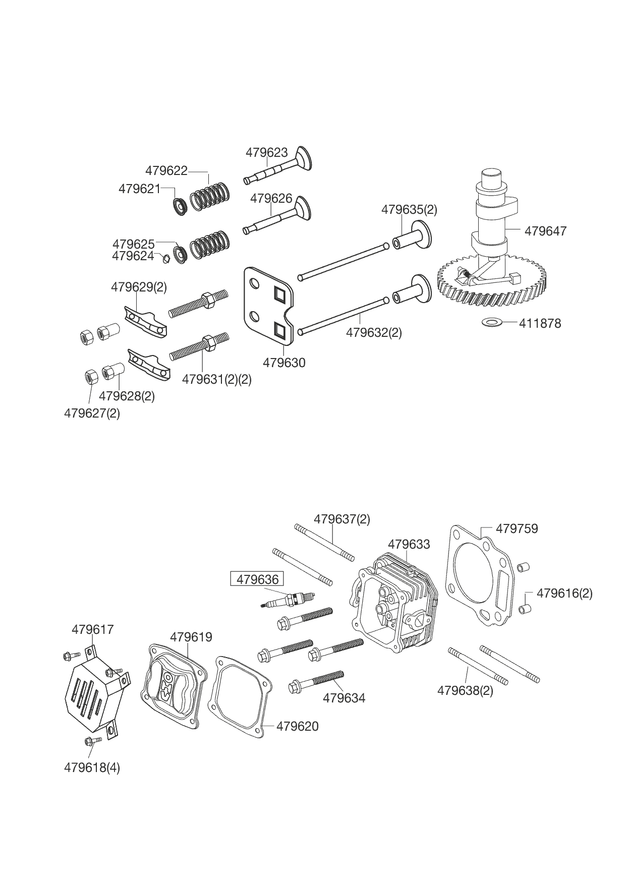 2 |  ГОЛОВКА БЛОКА - КЛАПАНА  | Art. Nr.: 479790 AL-KO B-MOTOR APL-TECH 120 OHV - 1P60F-A  | с  09/2013 года