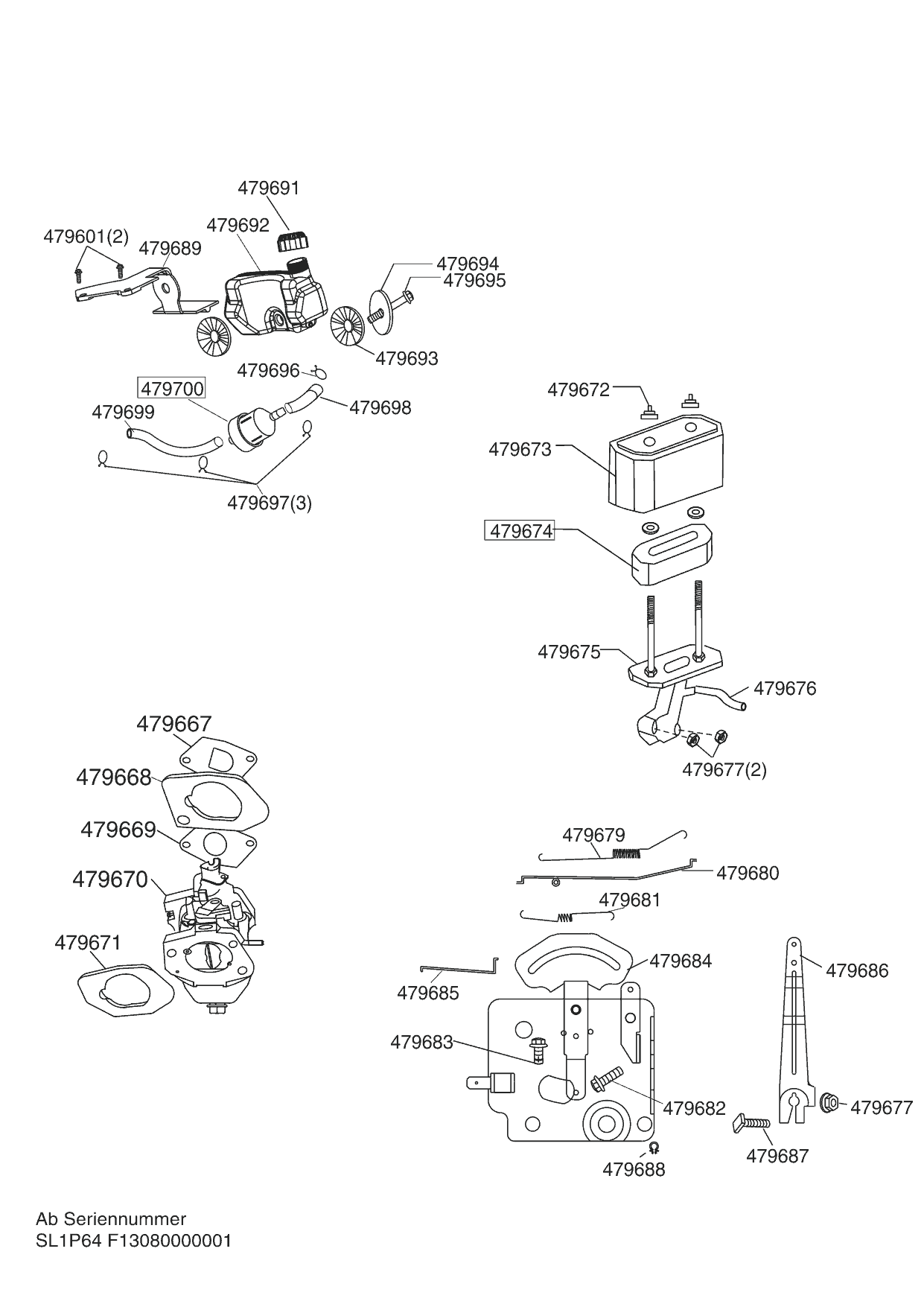 3 |  БАК - КАРБЮРАТОР  | Art. Nr.: 479802 AL-KO B-MOTOR APL-TECH 135 OHV - 1P64 | с 09/2013 года