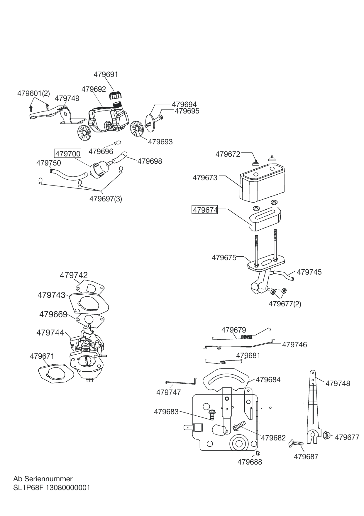 3 |  БАК - КАРБЮРАТОР  | Art. Nr.: 479803 AL-KO B-MOTOR APL-TECH 165 OHV - 1P68F-B-02   | с 09/2013 года