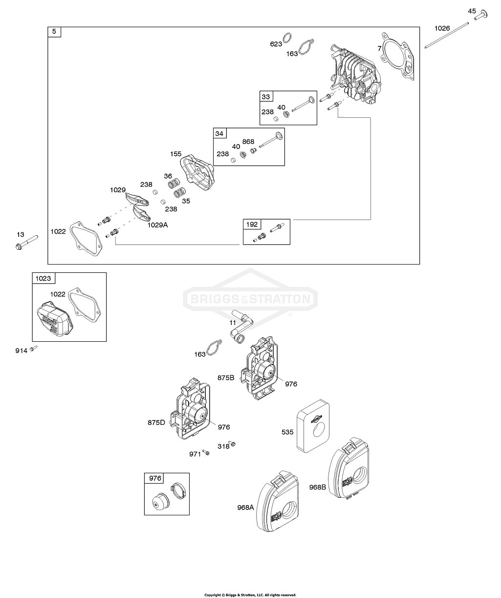 1 | 08P502-0013-H1 | A - Воздушный фильтр, головка цилиндра, комплект прокладок | Двигатель BRIGGS & STRATTON