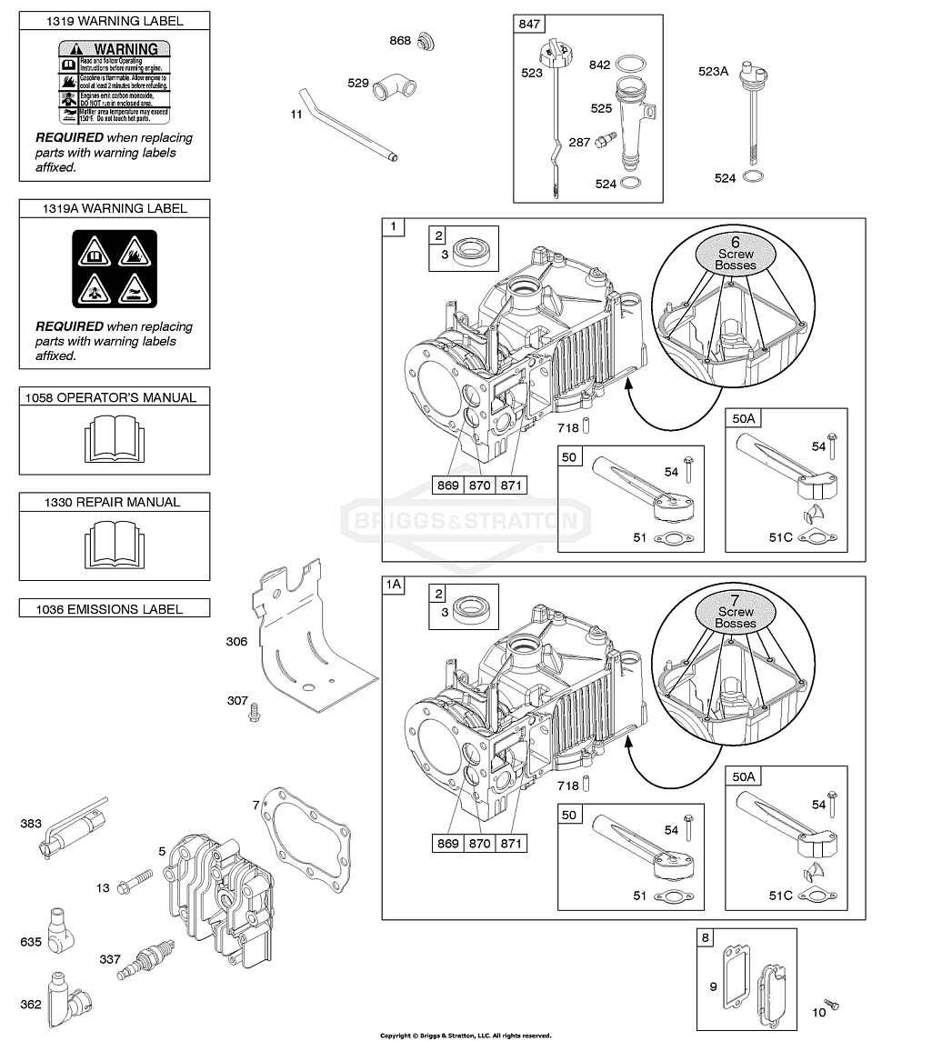 6 | 10T802-0180-B1 | F - Цилиндр, головка цилиндра | Двигатель BRIGGS & STRATTON