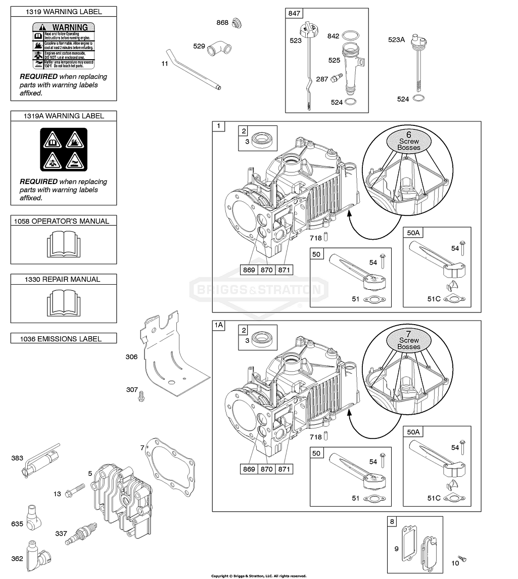6 | 10T802-0198-H1 | F - Цилиндр, головка цилиндра | Двигатель BRIGGS & STRATTON