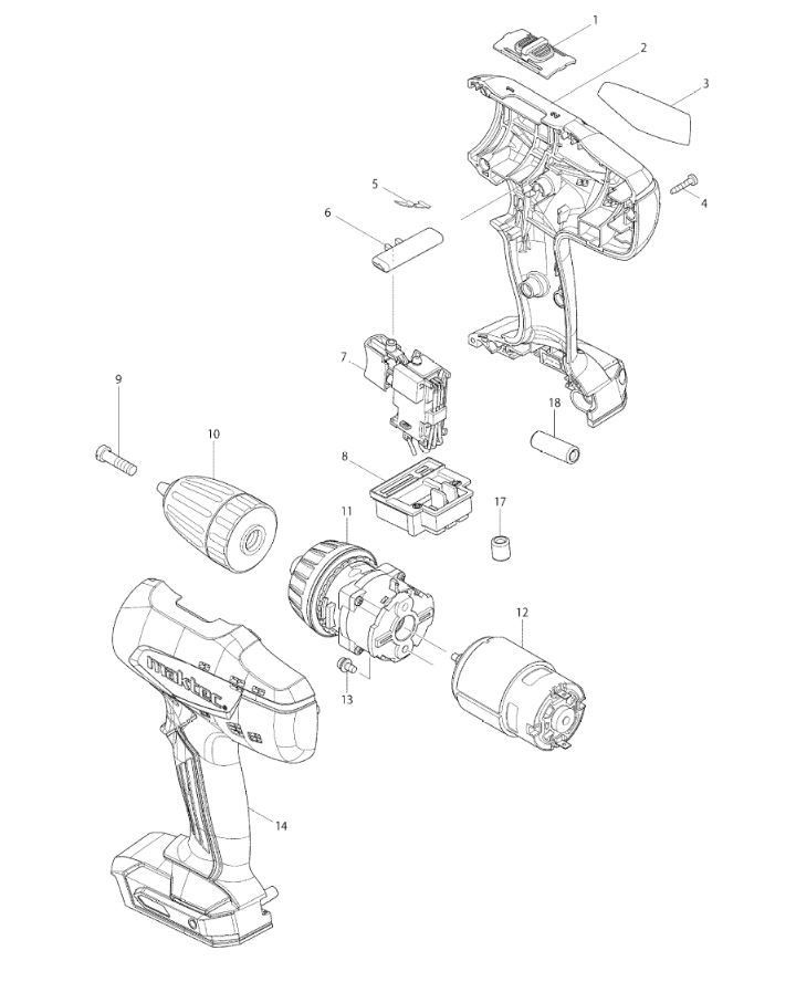 ЗАПЧАСТИ ДЛЯ ДРЕЛИ АККУМУЛЯТОРНОЙ MAKTEC MT071