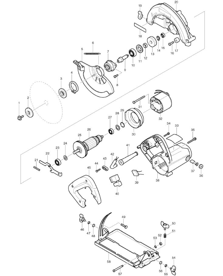 ЗАПЧАСТИ ДЛЯ ПИЛЫ ДИСКОВОЙ ЭЛЕКТРИЧЕСКОЙ MAKTEC MT580