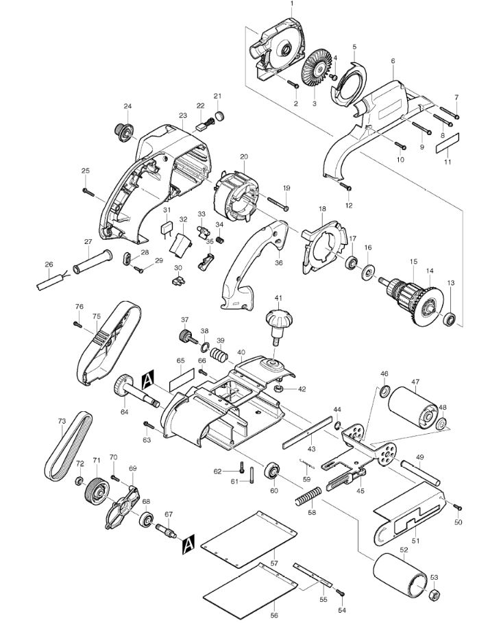 ЗАПЧАСТИ ДЛЯ МАШИНЫ ШЛИФОВАЛЬНОЙ ЛЕНТОЧНОЙ ЭЛЕКТРИЧЕСКОЙ MAKTEC MT940