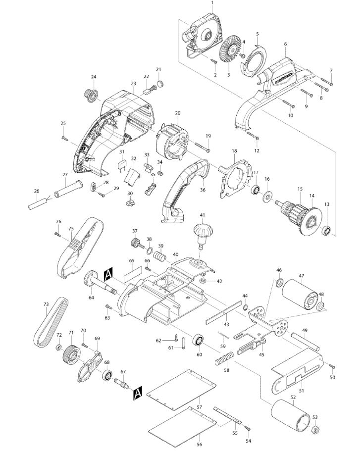 ЗАПЧАСТИ ДЛЯ МАШИНЫ ШЛИФОВАЛЬНОЙ ЛЕНТОЧНОЙ ЭЛЕКТРИЧЕСКОЙ MAKTEC MT941