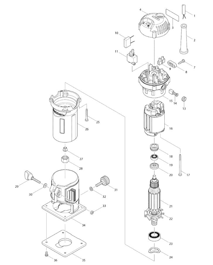 ЗАПЧАСТИ ДЛЯ ФРЕЗЕРА ЭЛЕКТРИЧЕСКОГО MAKTEC MT372