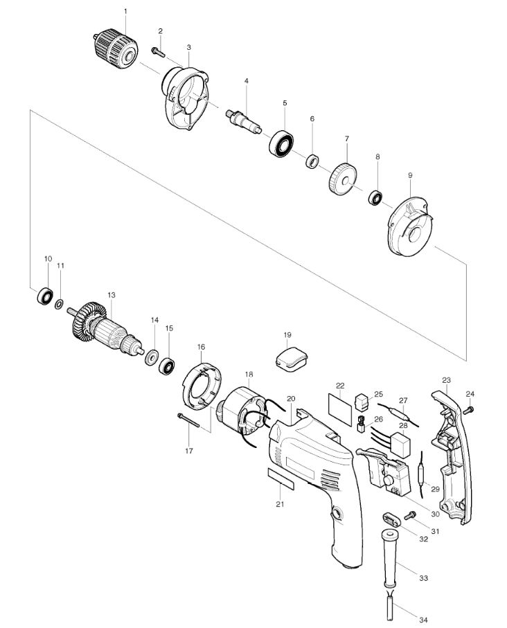 ЗАПЧАСТИ ДЛЯ ДРЕЛИ ЭЛЕКТРИЧЕСКОЙ MAKTEC MT601