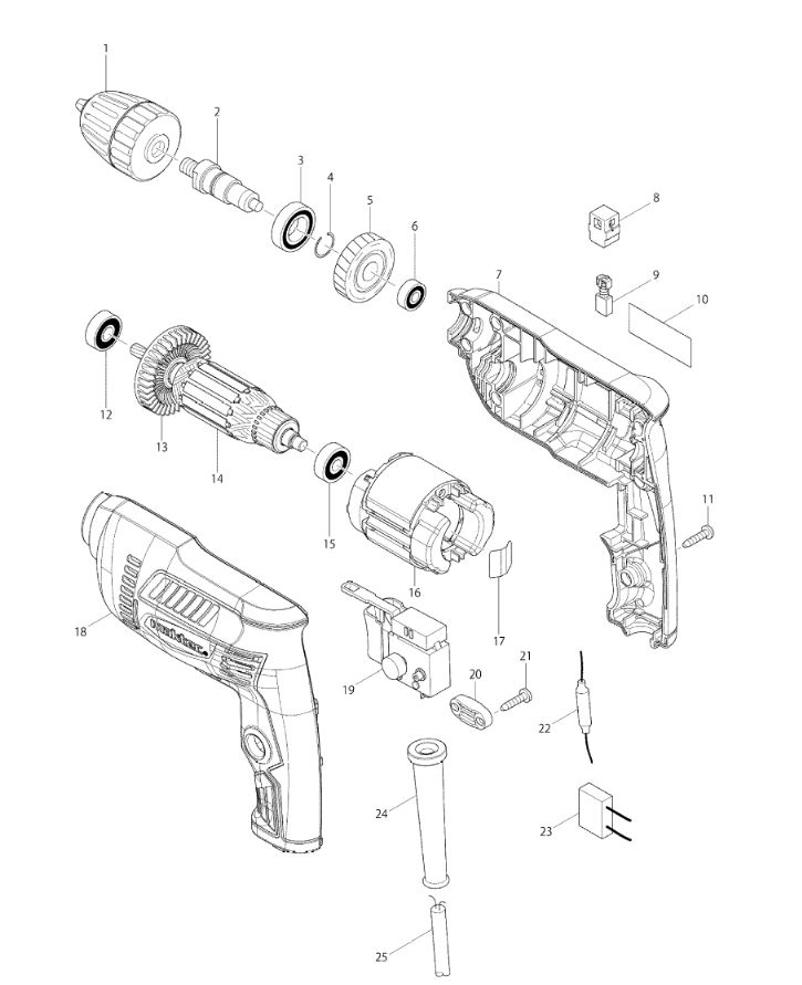 ЗАПЧАСТИ ДЛЯ ДРЕЛИ ЭЛЕКТРИЧЕСКОЙ MAKTEC MT607