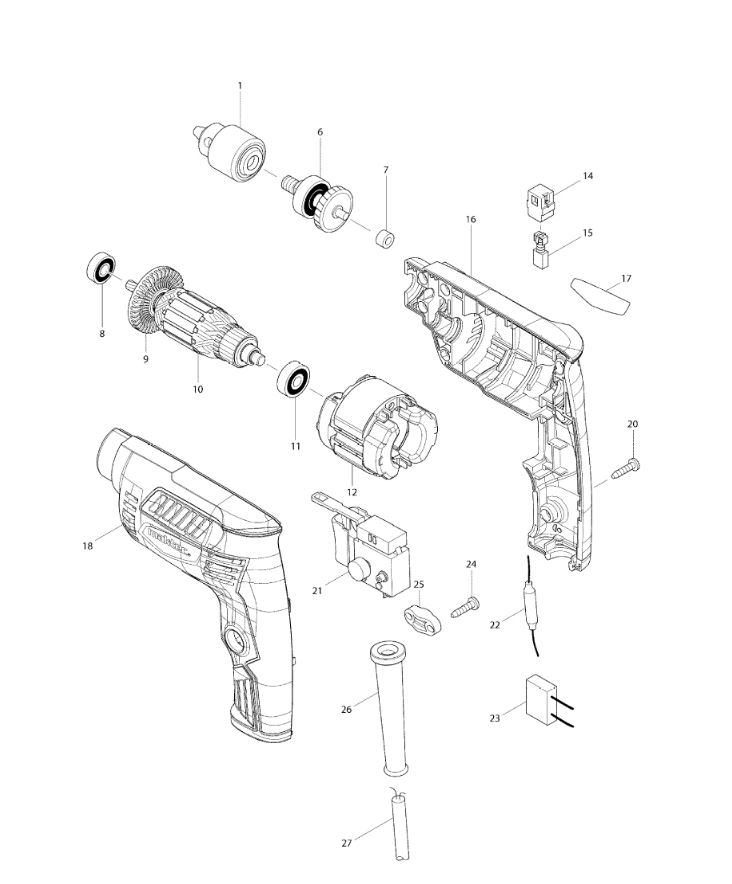 ЗАПЧАСТИ ДЛЯ ДРЕЛИ ЭЛЕКТРИЧЕСКОЙ MAKTEC MT653