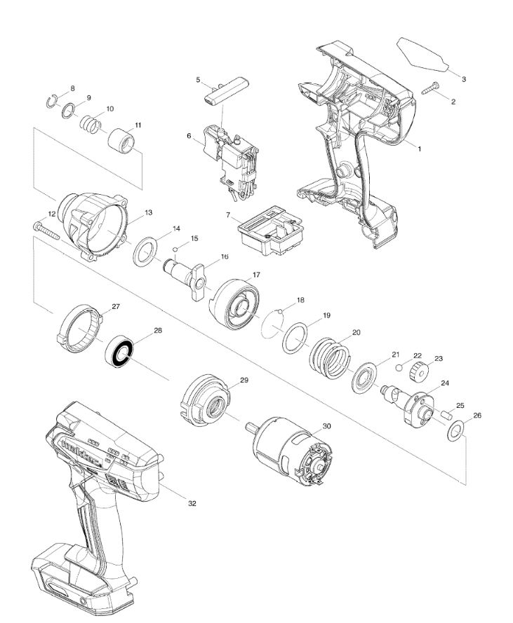 ЗАПЧАСТИ ДЛЯ ШУРУПОВЕРТОВ АККУМУЛЯТОРНЫХ MAKTEC MT690