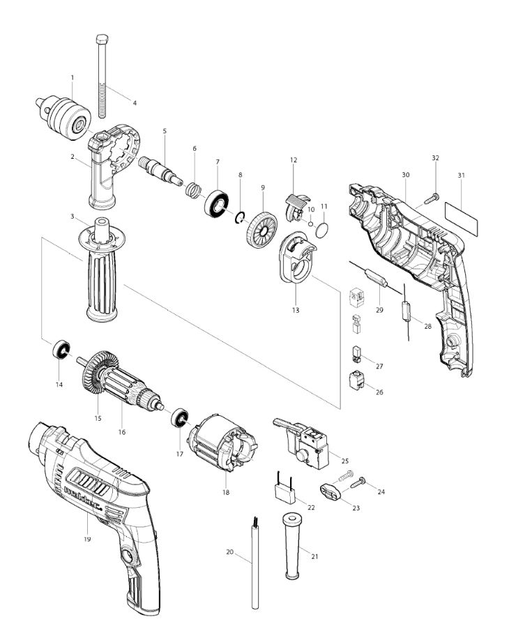 ЗАПЧАСТИ ДЛЯ ДРЕЛИ ЭЛЕКТРИЧЕСКОЙ MAKTEC MT80B