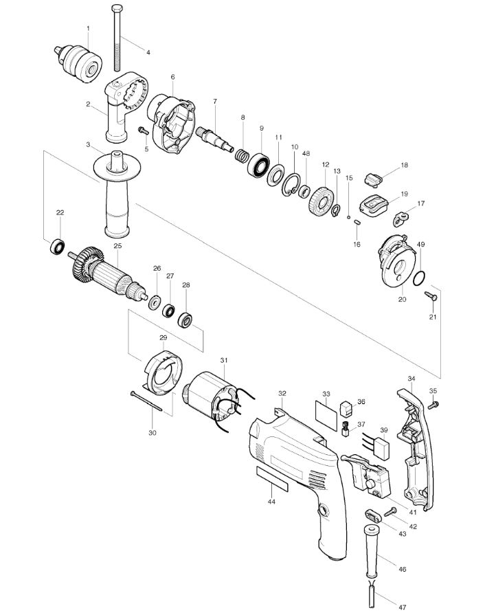 ЗАПЧАСТИ ДЛЯ ДРЕЛИ ЭЛЕКТРИЧЕСКОЙ MAKTEC MT813