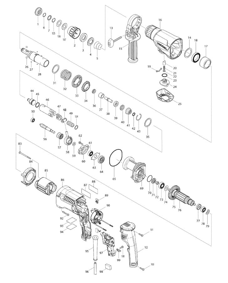 ЗАПЧАСТИ ДЛЯ ПЕРФОРАТОРА ЭЛЕКТРИЧЕСКОГО MAKTEC MT870