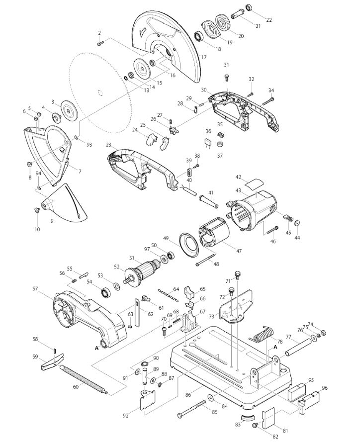 ЗАПЧАСТИ ДЛЯ ПИЛЫ МОНТАЖНОЙ ЭЛЕКТРИЧЕСКОЙ MAKTEC MT241