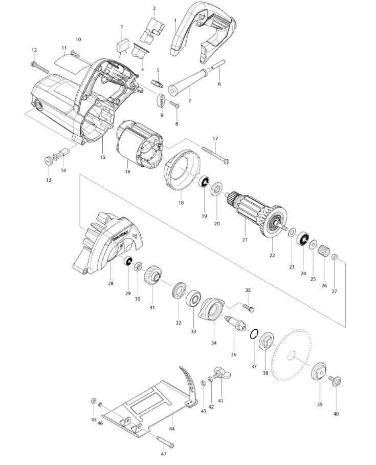 ЗАПЧАСТИ ДЛЯ ПИЛЫ ДИСКОВОЙ ЭЛЕКТРИЧЕСКОЙ MAKTEC MT413