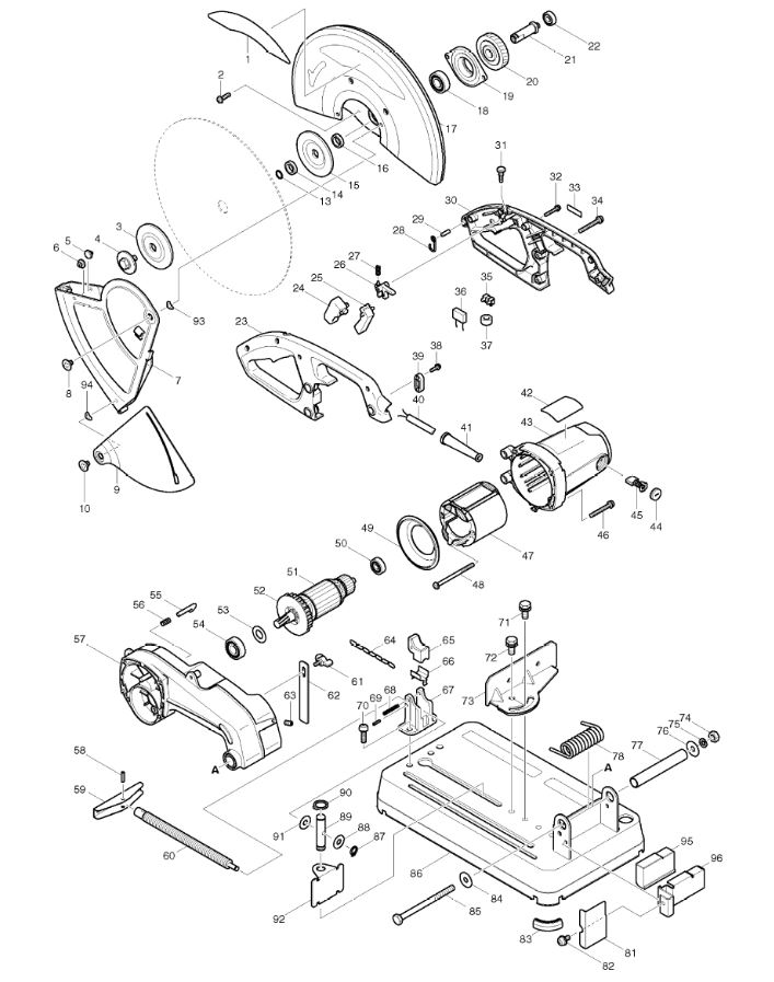 ЗАПЧАСТИ ДЛЯ ПИЛЫ МОНТАЖНОЙ ЭЛЕКТРИЧЕСКОЙ MAKTEC MT240