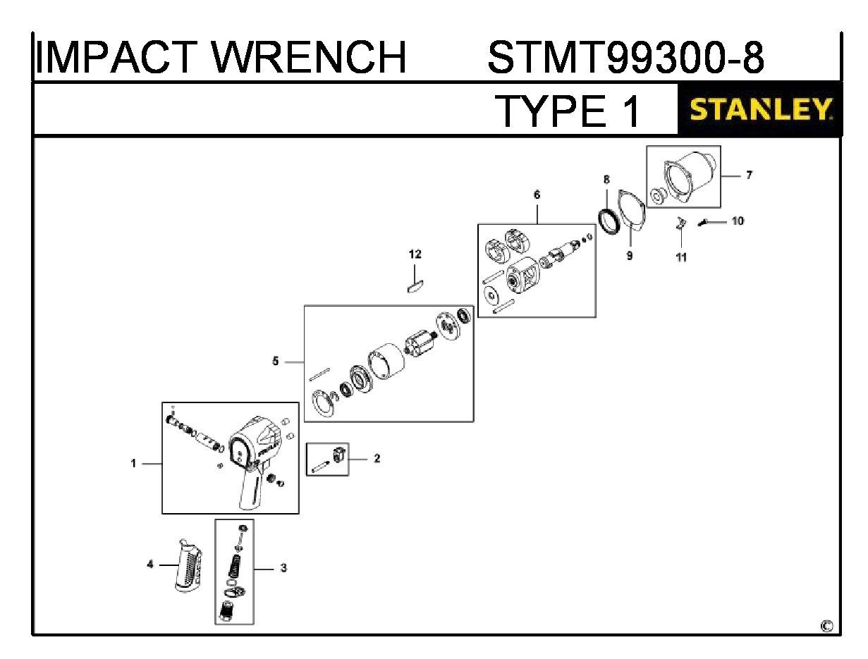 ЗАПЧАСТИ ДЛЯ ГАЙКОВЕРТА ПНЕВМАТИЧЕСКОГО STANLEY STMT99300-8 TYPE 1