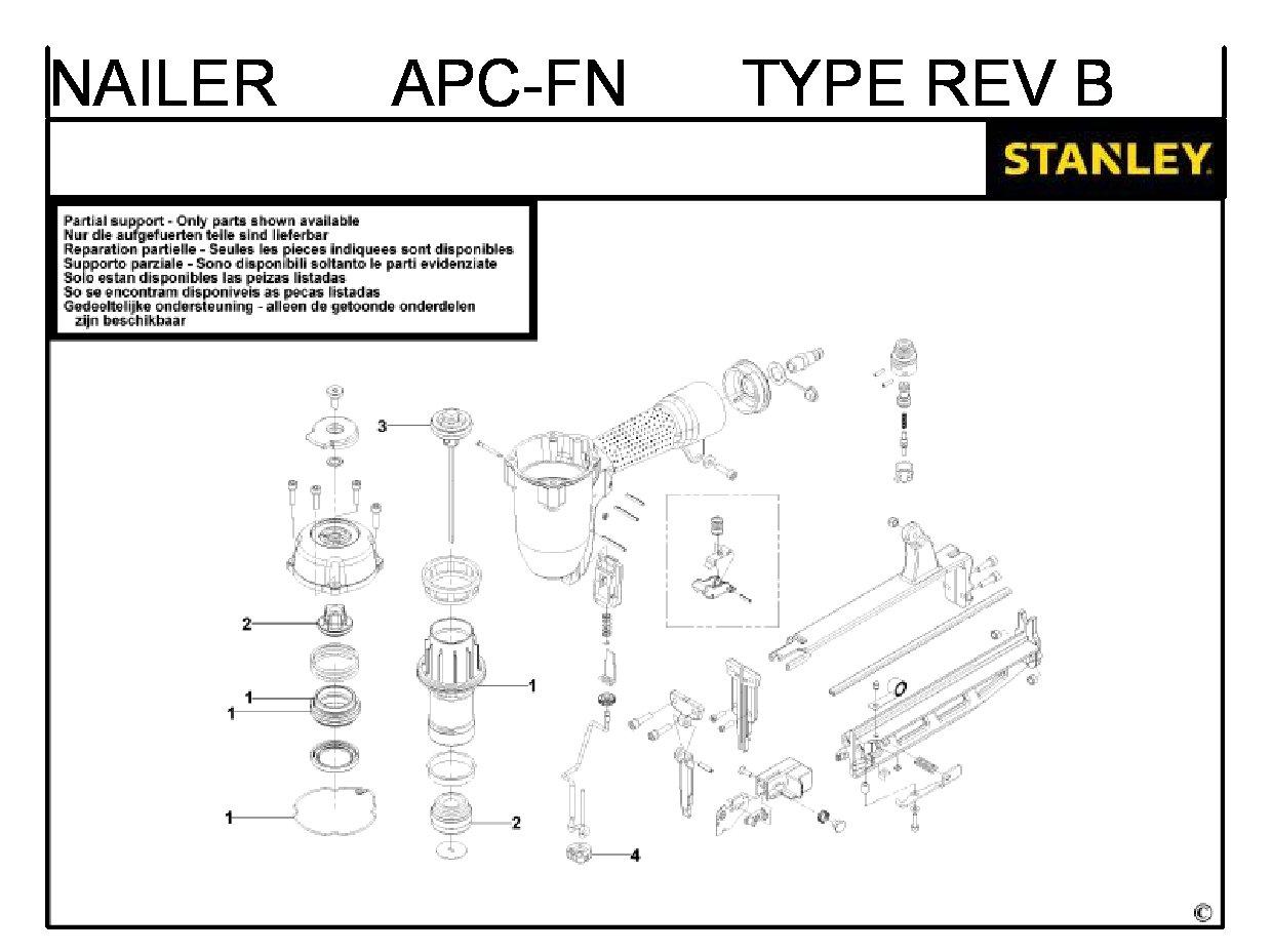 ЗАПЧАСТИ ДЛЯ ПИСТОЛЕТА ГВОЗДЕЗАБИВНОГО ПНЕВМАТИЧЕСКОГО STANLEY APC-FN TYPE REV B