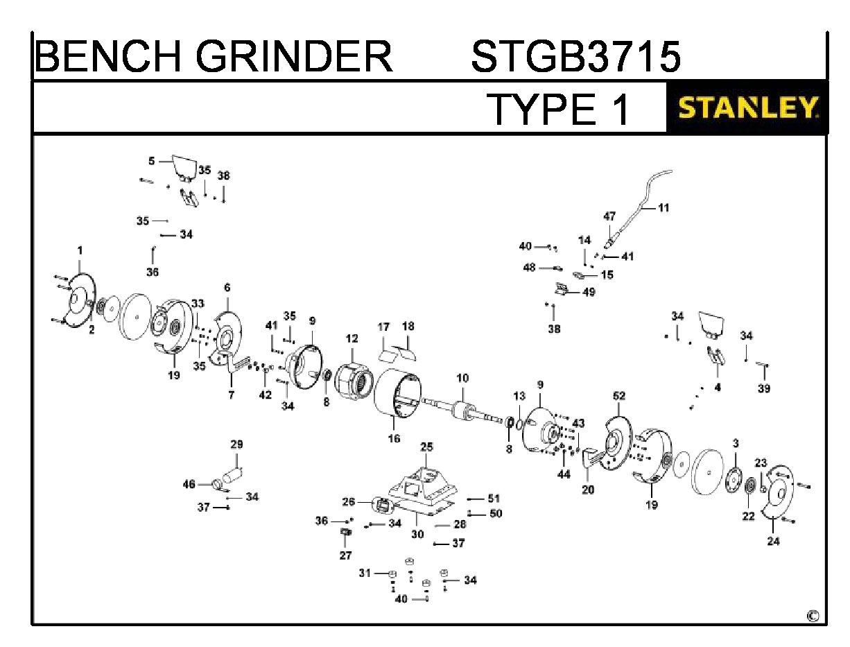ЗАПЧАСТИ ДЛЯ ТОЧИЛА ЭЛЕКТРИЧЕСКОГО STANLEY STGB3715 TYPE 1