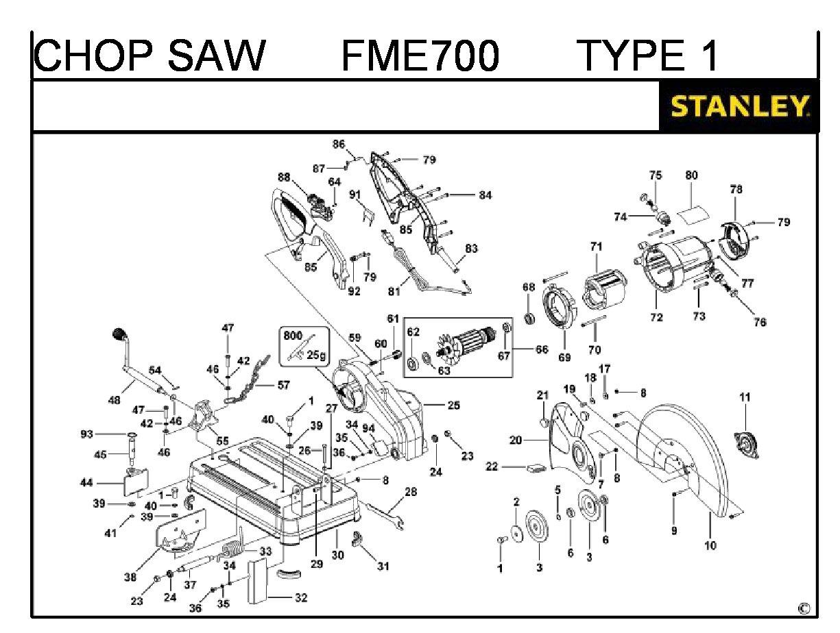 ЗАПЧАСТИ ДЛЯ ПИЛЫ МОНТАЖНОЙ ЭЛЕКТРИЧЕСКОЙ STANLEY FME700 TYPE 1