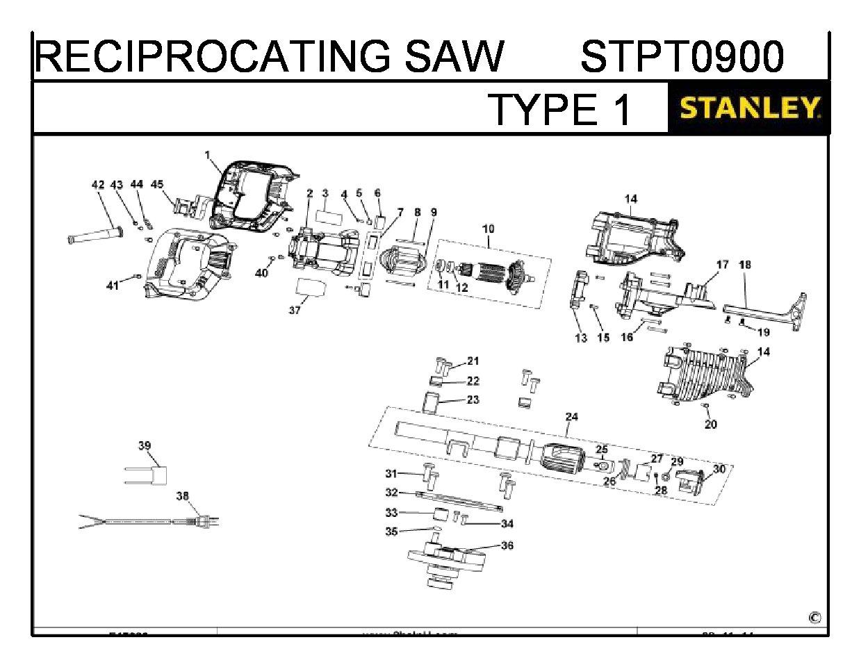 ЗАПЧАСТИ ДЛЯ ПИЛЫ САБЕЛЬНОЙ ЭЛЕКТРИЧЕСКОЙ STANLEY STPT0900 TYPE 1