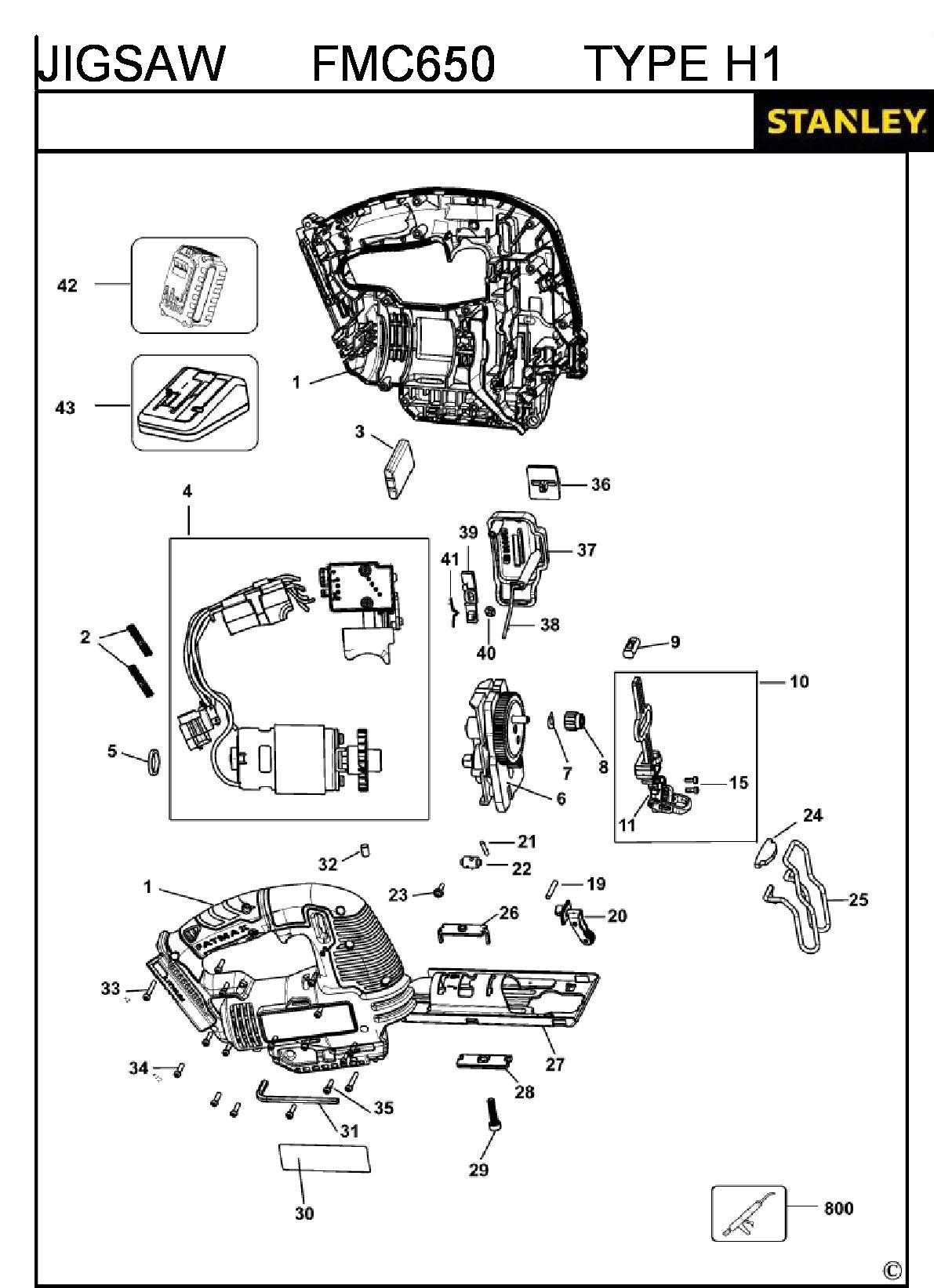 ЗАПЧАСТИ ДЛЯ ЛОБЗИКА ЭЛЕКТРИЧЕСКОГО STANLEY FMC650 TYPE H1