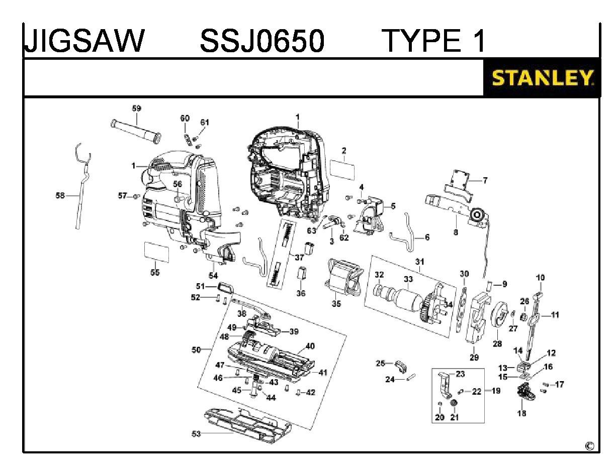 ЗАПЧАСТИ ДЛЯ ЛОБЗИКА ЭЛЕКТРИЧЕСКОГО STANLEY SSJ0650 TYPE 1