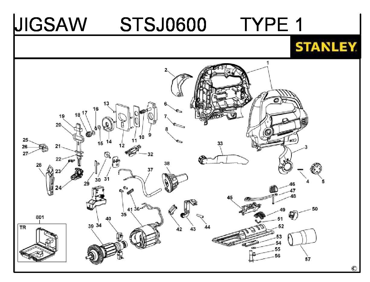 ЗАПЧАСТИ ДЛЯ ЛОБЗИКА ЭЛЕКТРИЧЕСКОГО STANLEY STSJ0600 TYPE 1