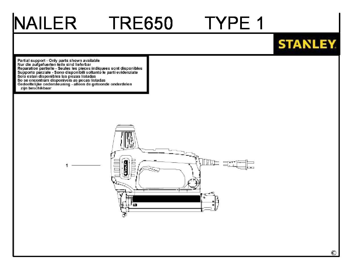 ЗАПЧАСТИ ДЛЯ ПИСТОЛЕТА ГВОЗДЕЗАБИВНОГО ЭЛЕКТРИЧЕСКОГО STANLEY TRE650 TYPE 1