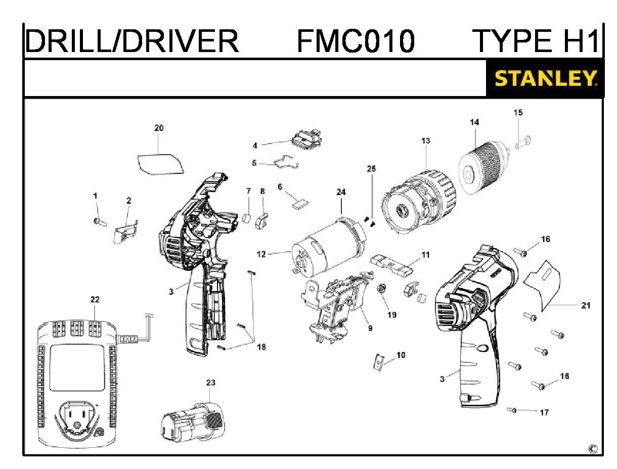 ЗАПЧАСТИ ДЛЯ ДРЕЛИ-ШУРУПОВЕРТА АККУМУЛЯТОРНОГО STANLEY FMC010 TYPE H1