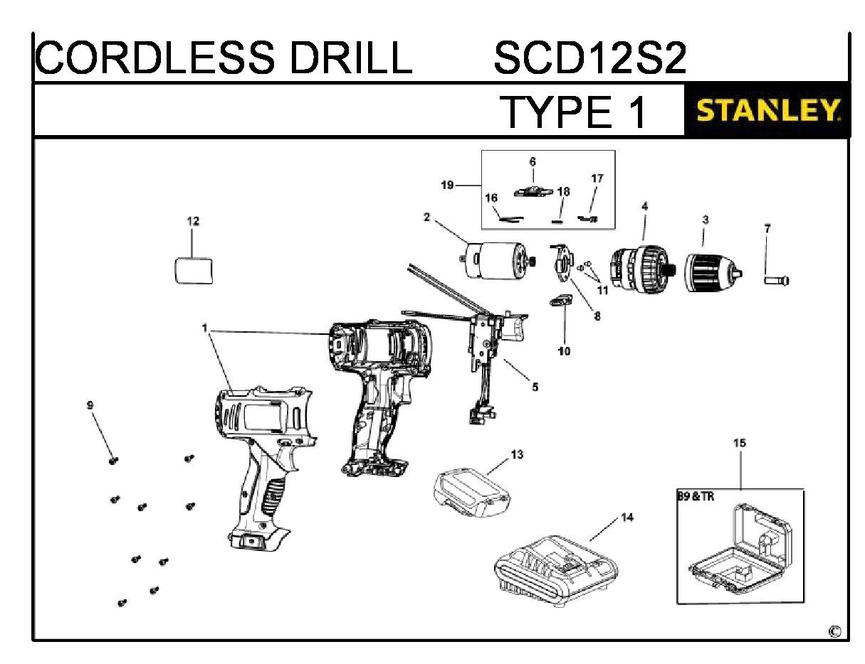 ЗАПЧАСТИ ДЛЯ ДРЕЛИ-ШУРУПОВЕРТА АККУМУЛЯТОРНОГО STANLEY SCD12S2 TYPE 1