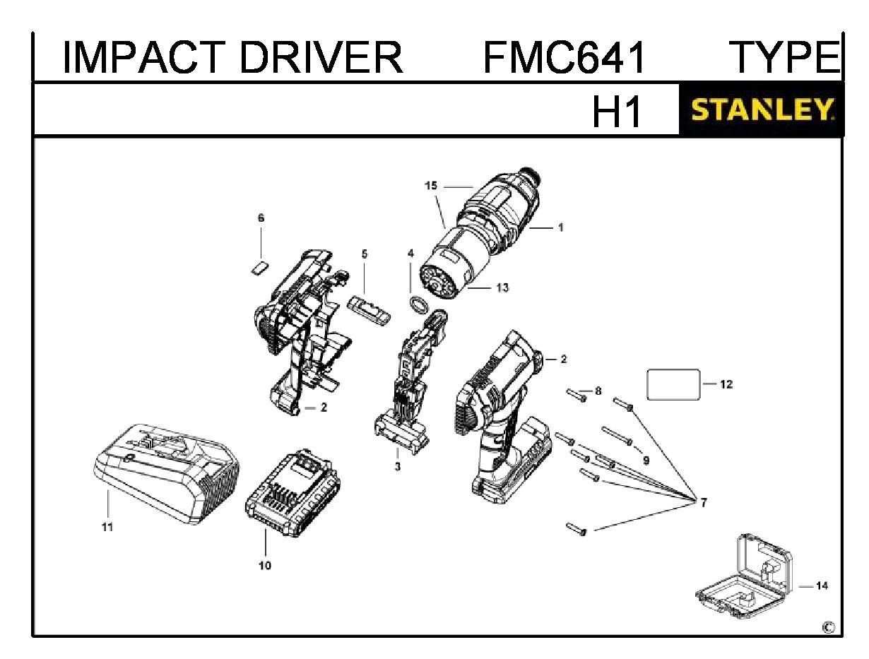 ЗАПЧАСТИ ДЛЯ ДРЕЛИ-ШУРУПОВЕРТА УДАРНОГО АККУМУЛЯТОРНОГО STANLEY FMC641 TYPE H1