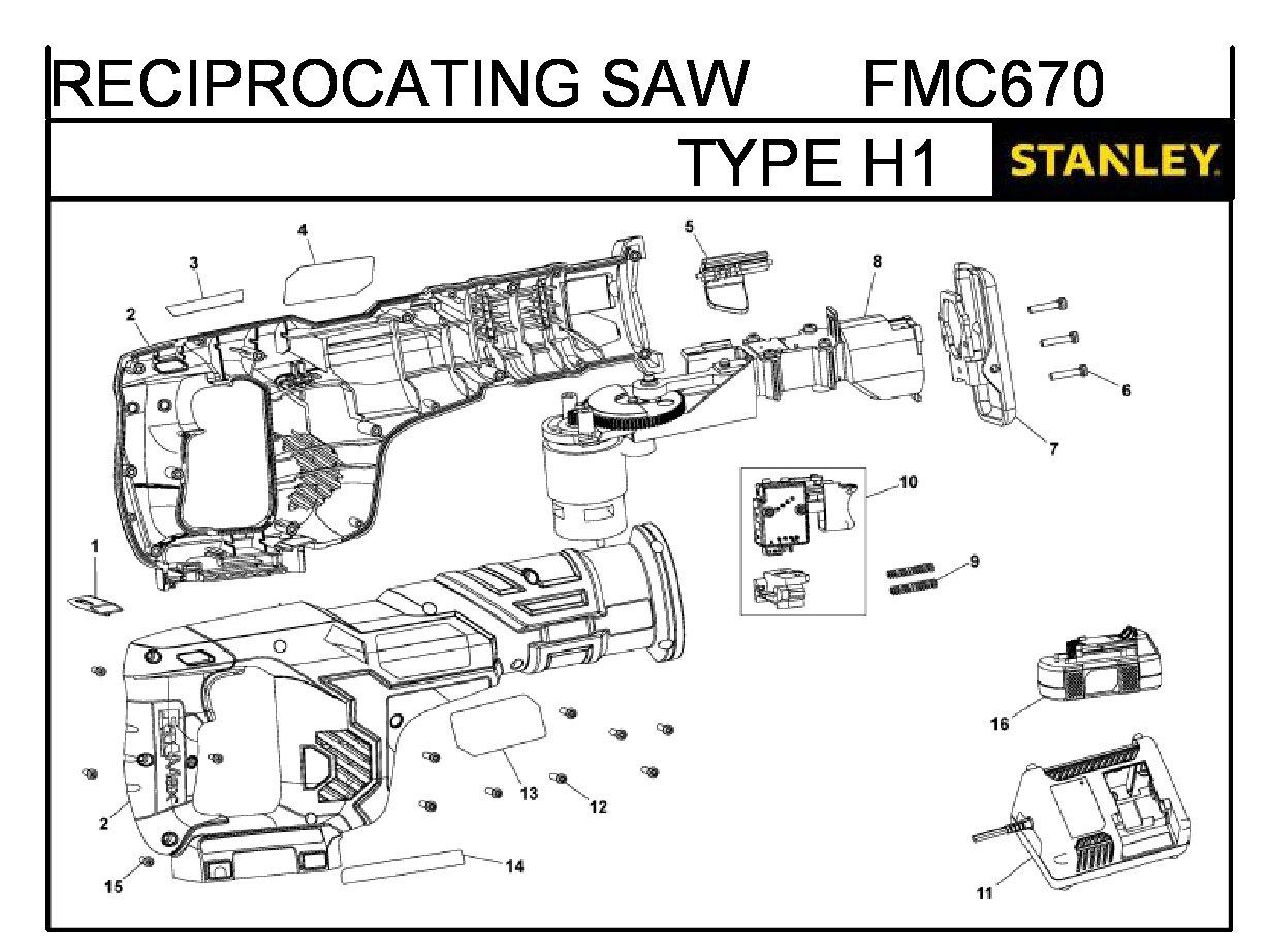 ЗАПЧАСТИ ДЛЯ ПИЛЫ САБЕЛЬНОЙ АККУМУЛЯТОРНОЙ STANLEY FMC670 TYPE H1