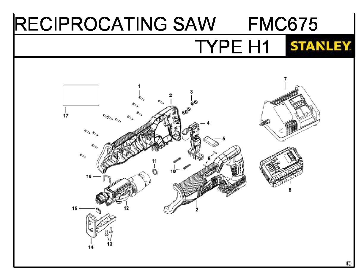 ЗАПЧАСТИ ДЛЯ ПИЛЫ САБЕЛЬНОЙ АККУМУЛЯТОРНОЙ STANLEY FMC675 TYPE H1