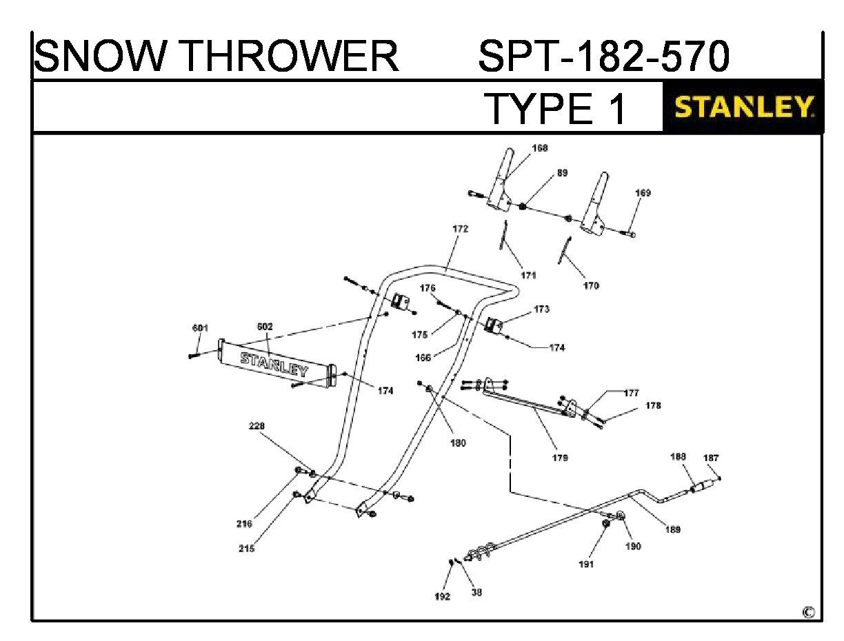 ЗАПЧАСТИ ДЛЯ СНЕГОУБОРЩИКА БЕНЗИНОВОГО STANLEY SPT-182-570 TYPE 1 (ЧАСТЬ 1)