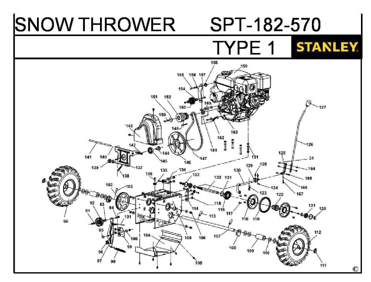 ЗАПЧАСТИ ДЛЯ СНЕГОУБОРЩИКА БЕНЗИНОВОГО STANLEY SPT-182-570 TYPE 1 (ЧАСТЬ 2)