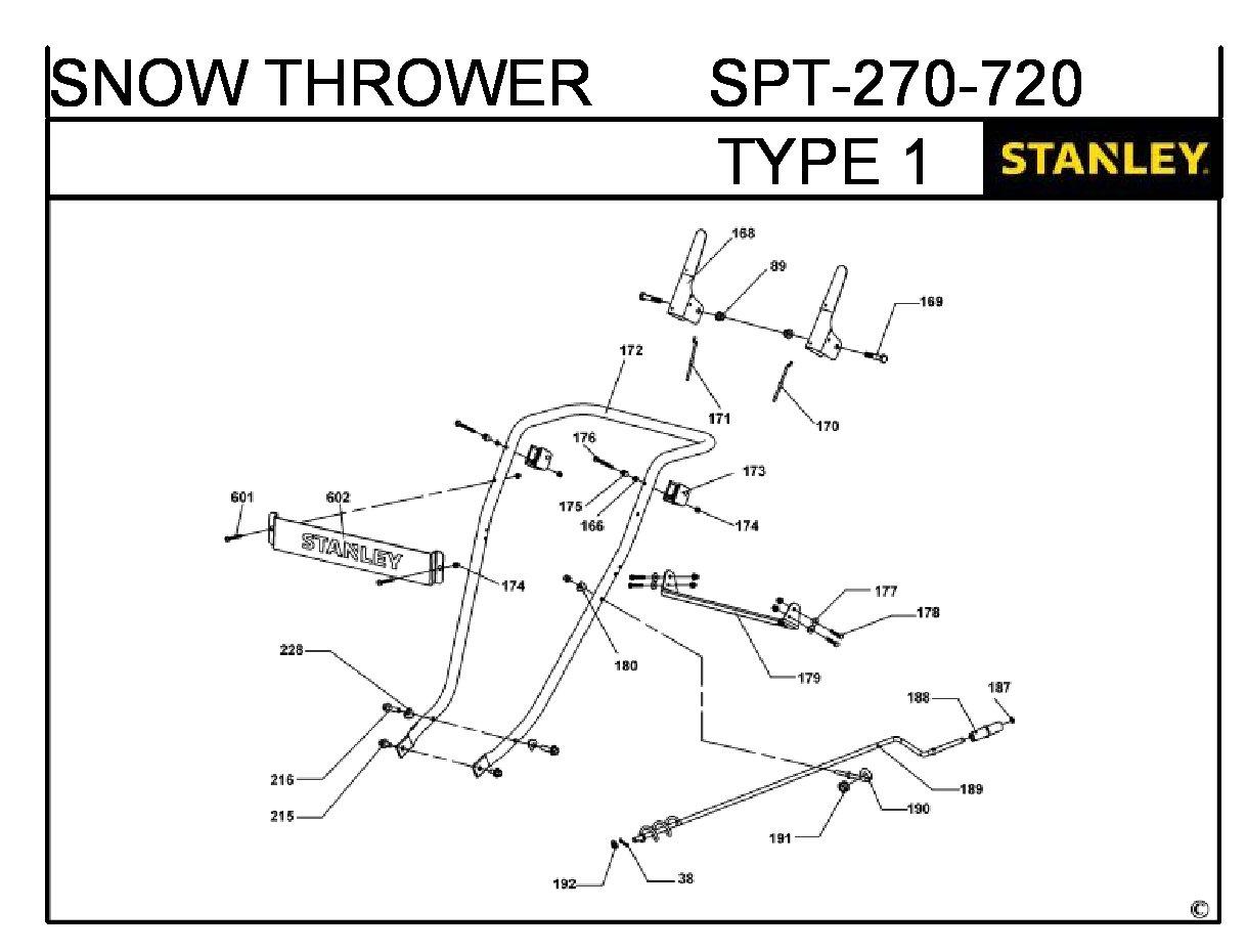 ЗАПЧАСТИ ДЛЯ СНЕГОУБОРЩИКА БЕНЗИНОВОГО STANLEY SPT-270-720 TYPE 1 (ЧАСТЬ 3)
