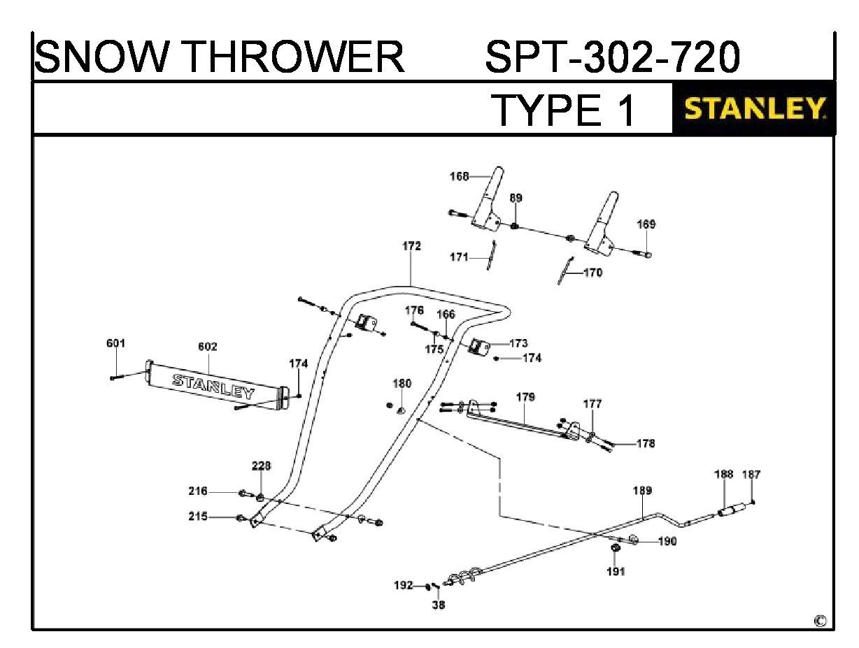 ЗАПЧАСТИ ДЛЯ СНЕГОУБОРЩИКА БЕНЗИНОВОГО STANLEY SPT-302-720 TYPE 1 (ЧАСТЬ 2)