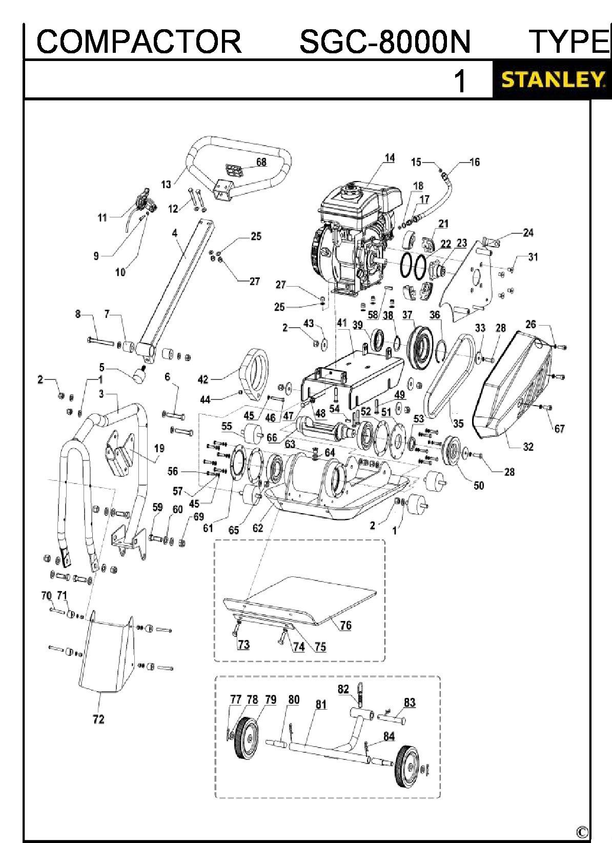 ЗАПЧАСТИ ДЛЯ ВИБРОПЛИТЫ БЕНЗИНОВОЙ STANLEY SGC-8000N TYPE 1