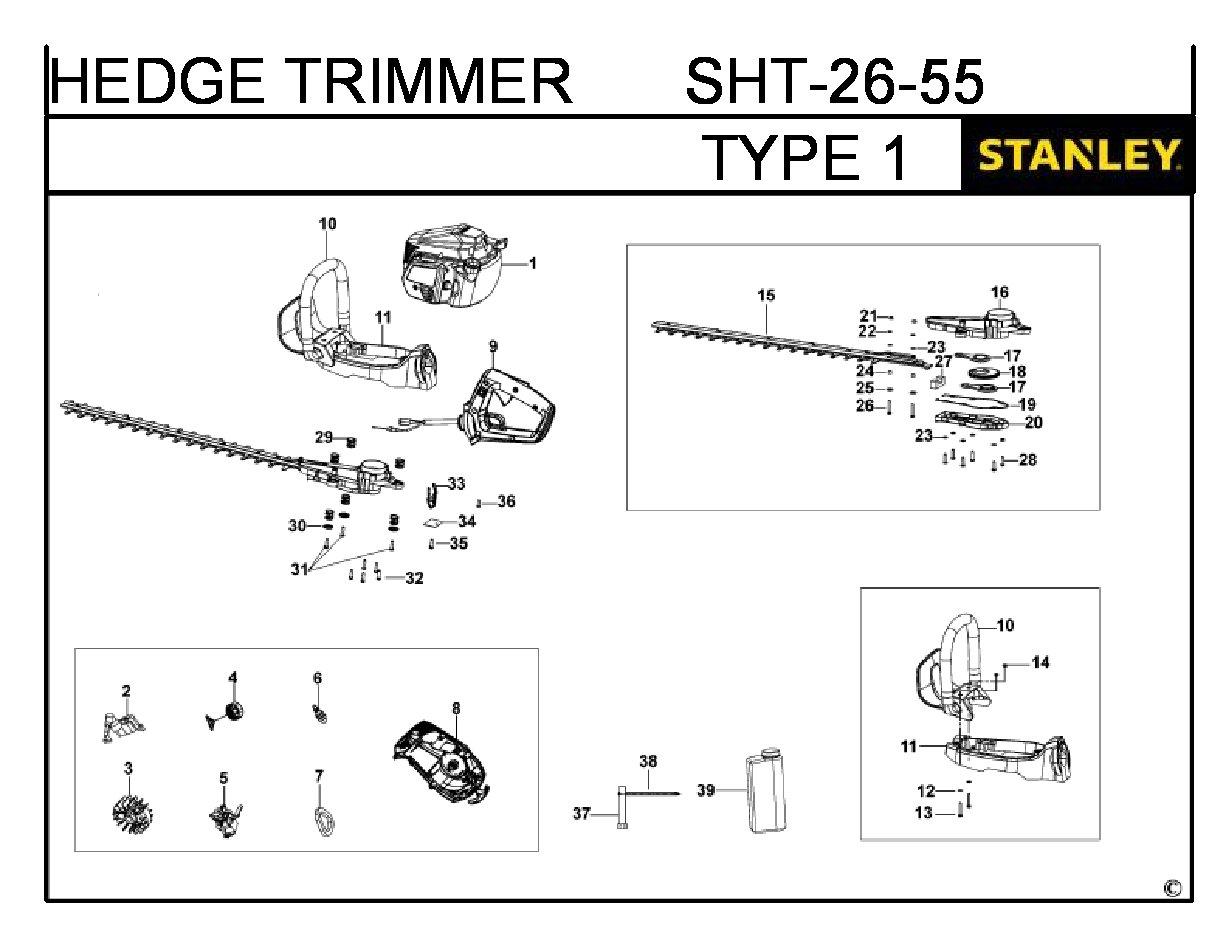 ЗАПЧАСТИ ДЛЯ КУСТОРЕЗА БЕНЗИНОВОГО STANLEY SHT-26-55 TYPE 1