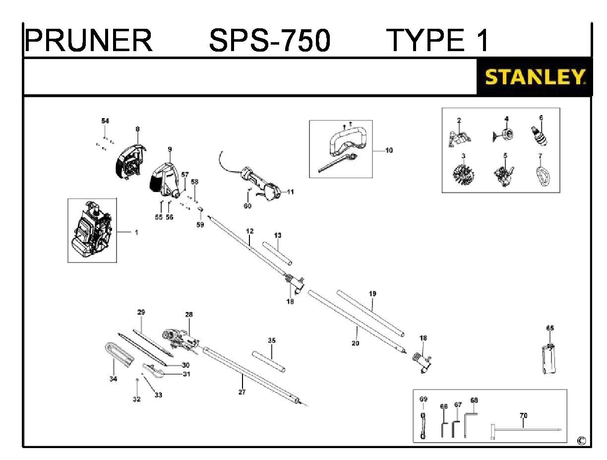 ЗАПЧАСТИ ДЛЯ ВЫСОТОРЕЗА БЕНЗИНОВОГО STANLEY SPS-750 TYPE 1