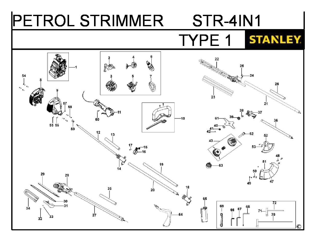 ЗАПЧАСТИ ДЛЯ ВЫСОТОРЕЗА БЕНЗИНОВОГО STANLEY STR-4IN1 TYPE 1