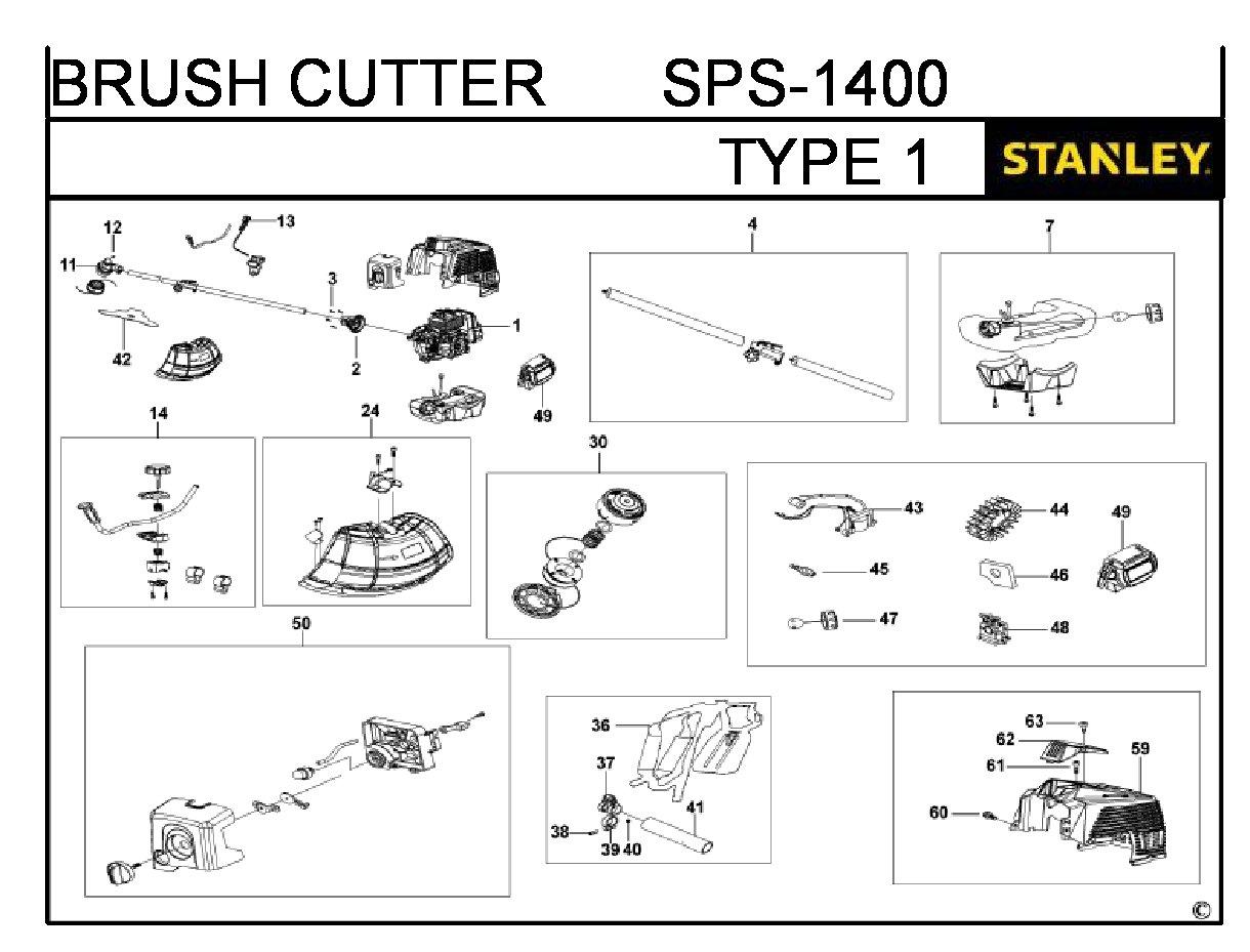 ЗАПЧАСТИ ДЛЯ ТРИММЕРА БЕНЗИНОВОГО STANLEY SPS-1400 TYPE 1
