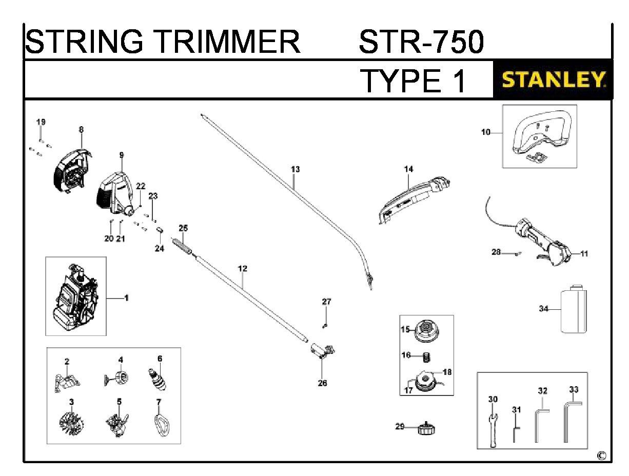 ЗАПЧАСТИ ДЛЯ ТРИММЕРА БЕНЗИНОВОГО STANLEY STR-750 TYPE 1