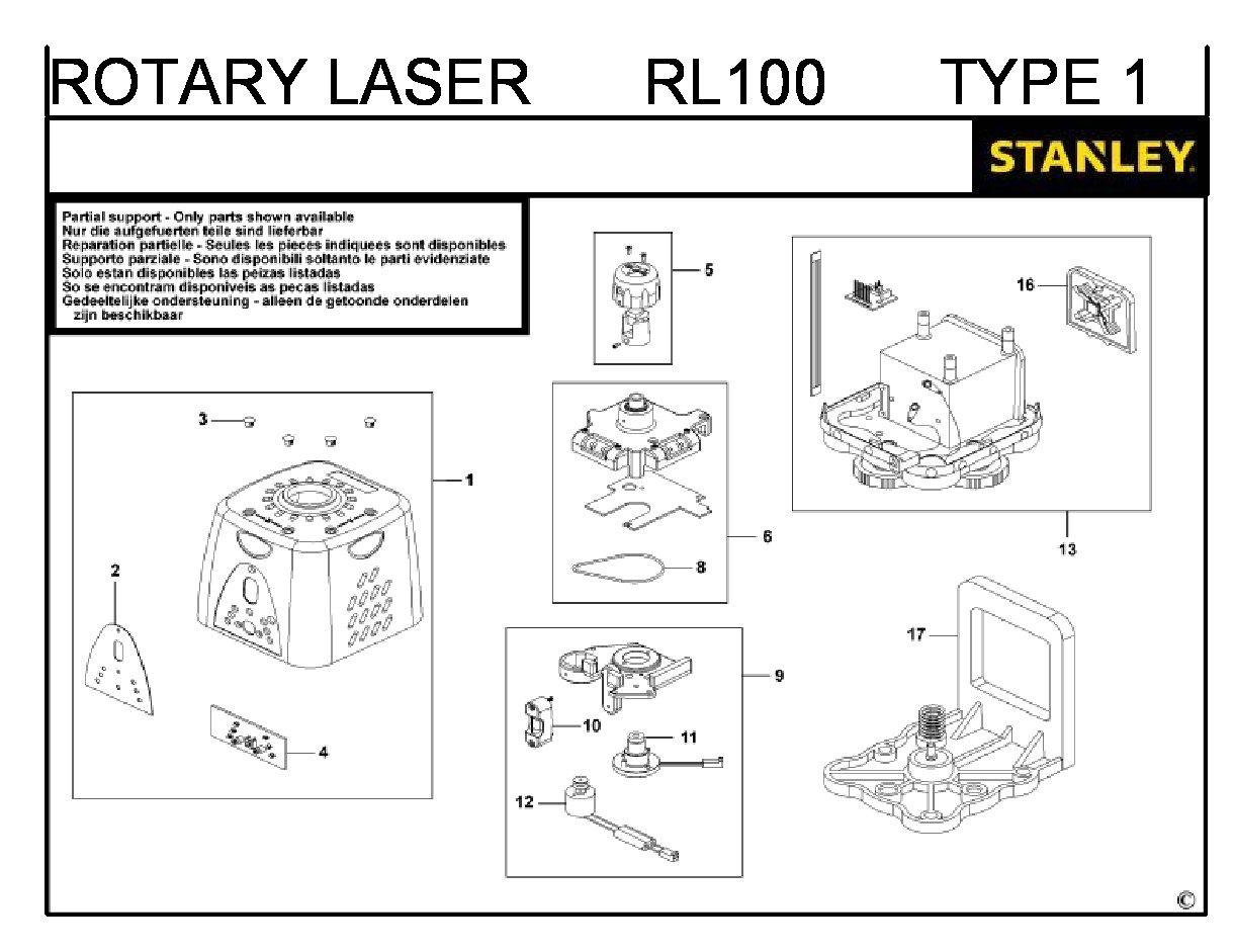 ЗАПЧАСТИ ДЛЯ НИВЕЛИРА ЛАЗЕРНОГО STANLEY RL100 TYPE 1