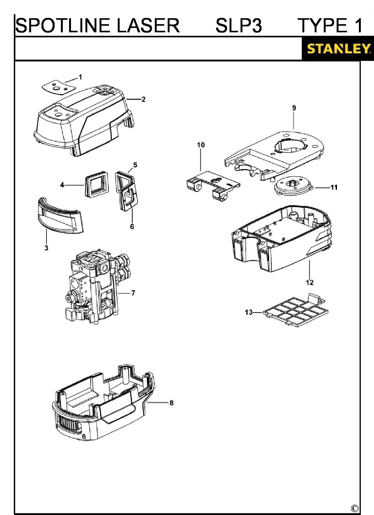 ЗАПЧАСТИ ДЛЯ НИВЕЛИРА ЛАЗЕРНОГО STANLEY SLP3 TYPE 1