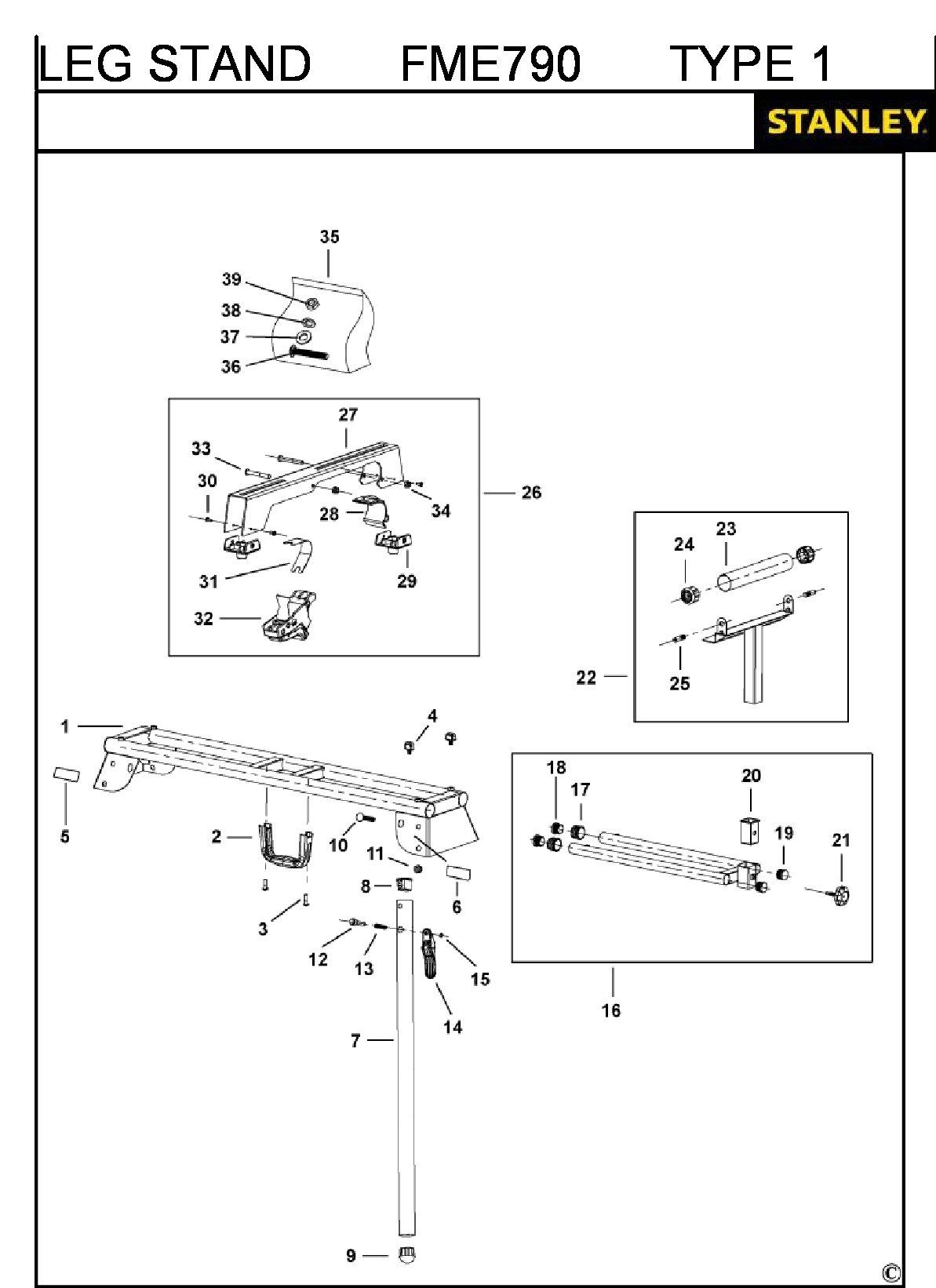ЗАПЧАСТИ ДЛЯ СТОЛА STANLEY FME790 TYPE 1
